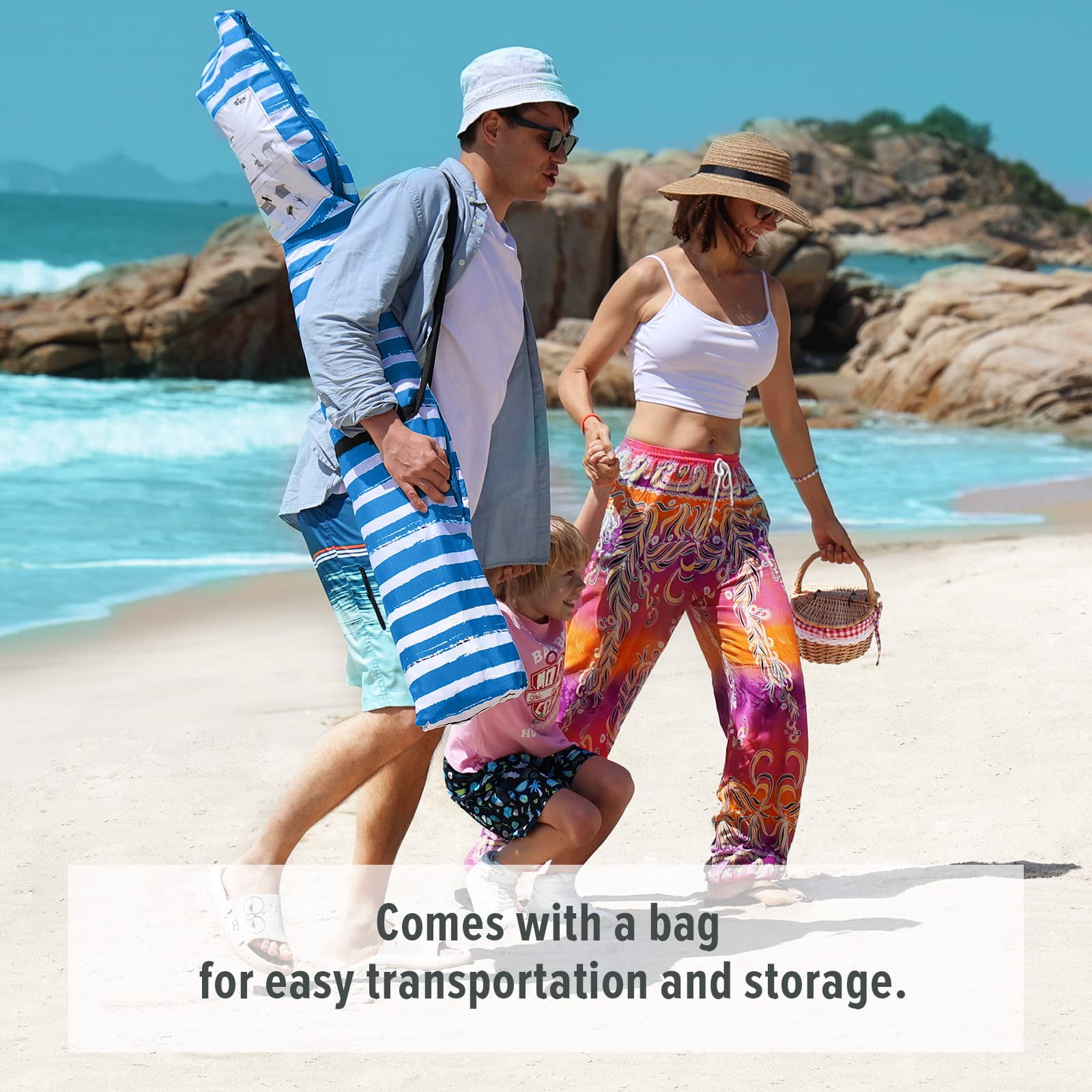 Qipi Beach Cabana - Easy to Set up Canopy, Waterproof, Portable 6' x 6' Beach Shelter, Included Side Wall, Shade with UPF 50+ UV Protection, Ultimate Sun Umbrella