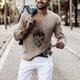 thumbnail image 4 of Camisa con fondo de jersey para hombre nuevo de otoño, camiseta con estampado de letras, manga larga informal de talla grande Pompotops oipoqjl8796, 4 of 9