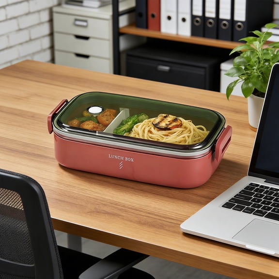 Tuvgenk Bento Lunch Box,Microwave Safe Meal Prep Containers with Chopsticks & Dip Container,Bento Box for Adults,Leak-Proof Divided Compartment,Portable for Work Travel,Red