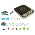 thumbnail image 3 of Juego de cocina de 25 uds., cocina de inducción de juguete con simulación de sonido y luz, juego de cocina de simulación para regalo de cumpleaños Verde Hugo mini utensilios de cocina, 3 of 7