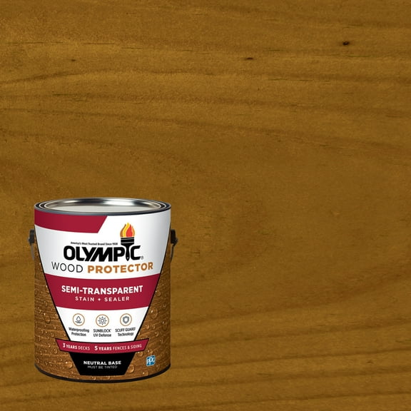 Olympic 1 Gallon ST-2024 Sierra Exterior Semi-Transparent Wood Protector Stain Plus Sealer in One