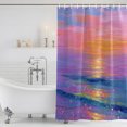 thumbnail image 6 of Extra Long Shower Curtain 72x96 Inch, Sparkling Sea Shower Curtain Waterproof Bathroom Decor, Summer Beach Abstract Fantasy Art Fabric Bath Curtain Set Accessories with Hooks, 6 of 7