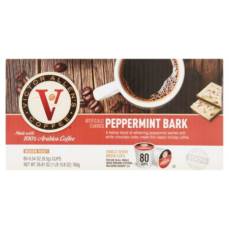 Victor Allen's Coffee Peppermint Bark Single Serve Brew Cups, 0.34 oz, 80