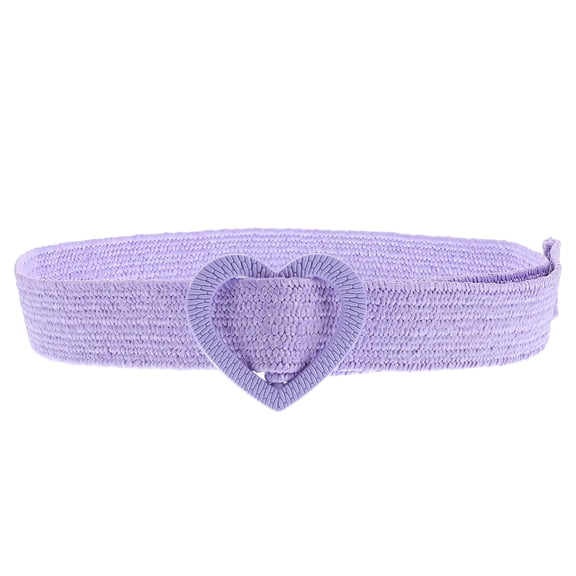 AURARMLET Stylish Violet Woven Waist Belt with Elastic Heart-Shaped Buckle for , Parties, Dates, and Casual Outfits
