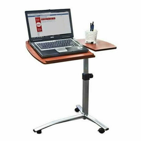 Tray Top Tables Rolling Laptop Desk Portable Sofa Couch Side Table with Tilting Top Adjustable Overbed Table on Wheels Wooden Mobile TV Tray Sit-Stand ()