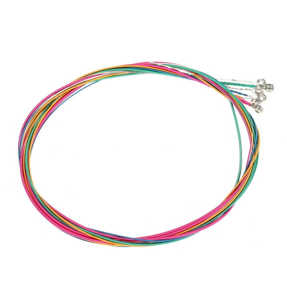 Set of 6 Rainbow Colored Acoustic Guitar Strings, Colorful Steel Chord Wire for Musical Instrument Replacement