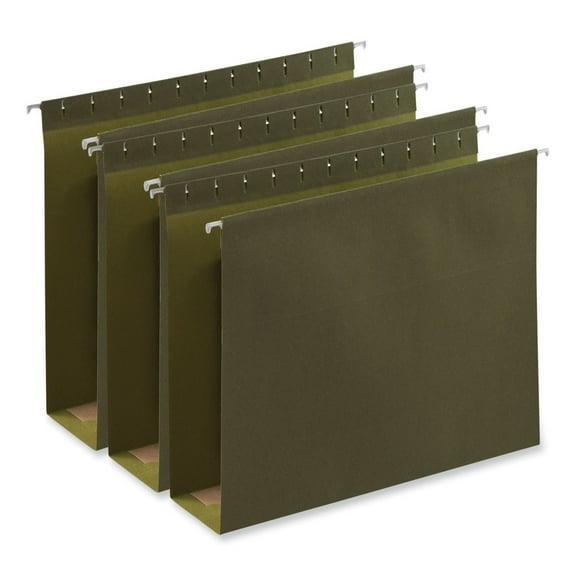 Universal UNV14143 25-Piece Box Bottom Letter Size 1/5-Cut Tab Hanging File Folders - Standard Green