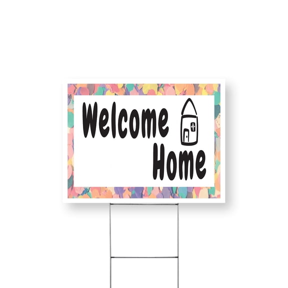Welcome Home Yard Sign 12 Inch x 16 Inch Double Sided Weatherproof Heavy-Duty Plastic with Stake | Family Messaging, Bold Display, Durable Design | Made in USA