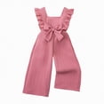 thumbnail image 1 of Ymyiu Kids Spring Jumpsuit Girls Tank Jumpsuits Sleeveless Asymmetrical Neck Straight Leg Long Pants Rompers 2T 3T(Red, 2-3 Years), 1 of 8