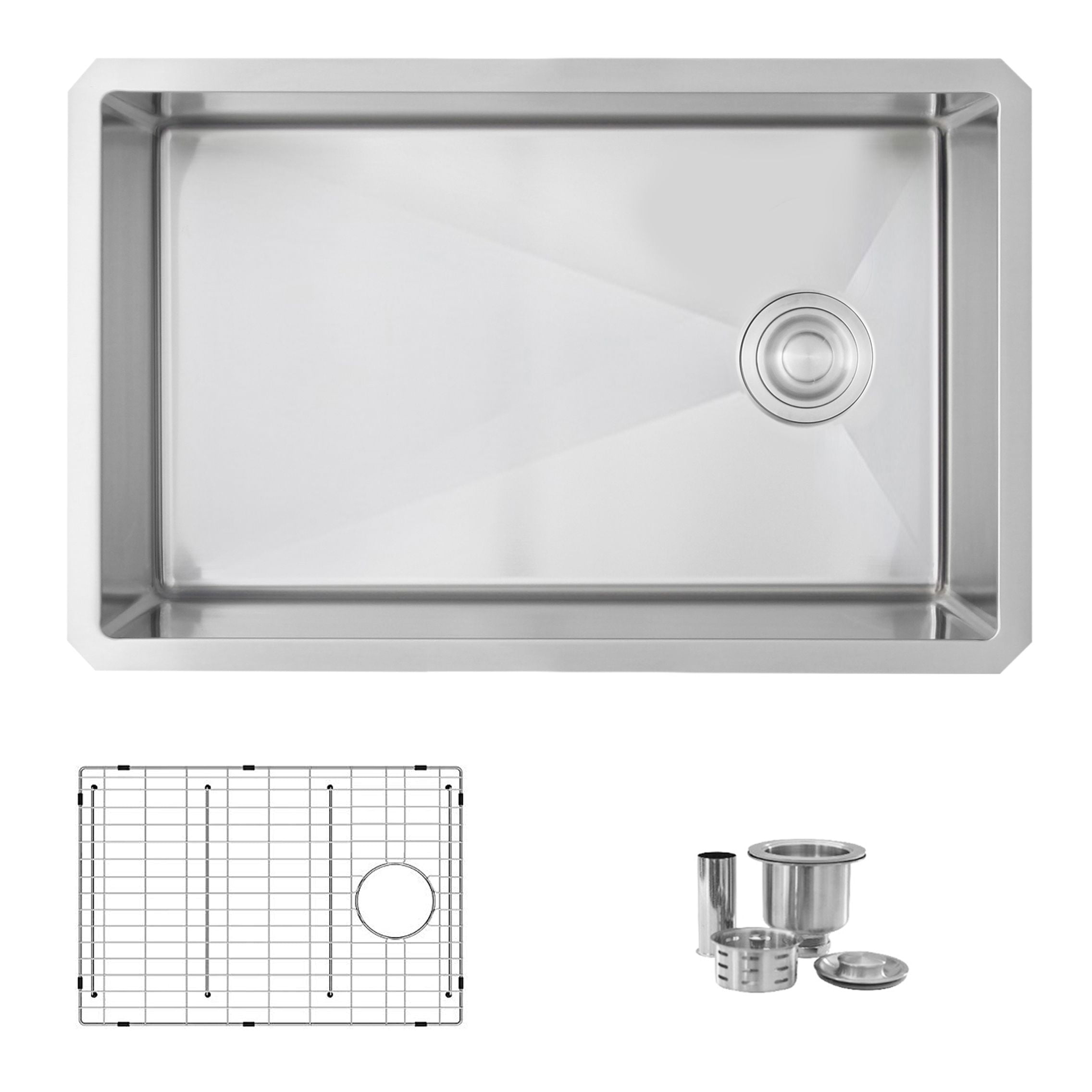 Azuni 28 L X 18 W Single Bowl Undermount 16g Reversible Kitchen Sink With Grid And Basket Strainer Walmart Canada