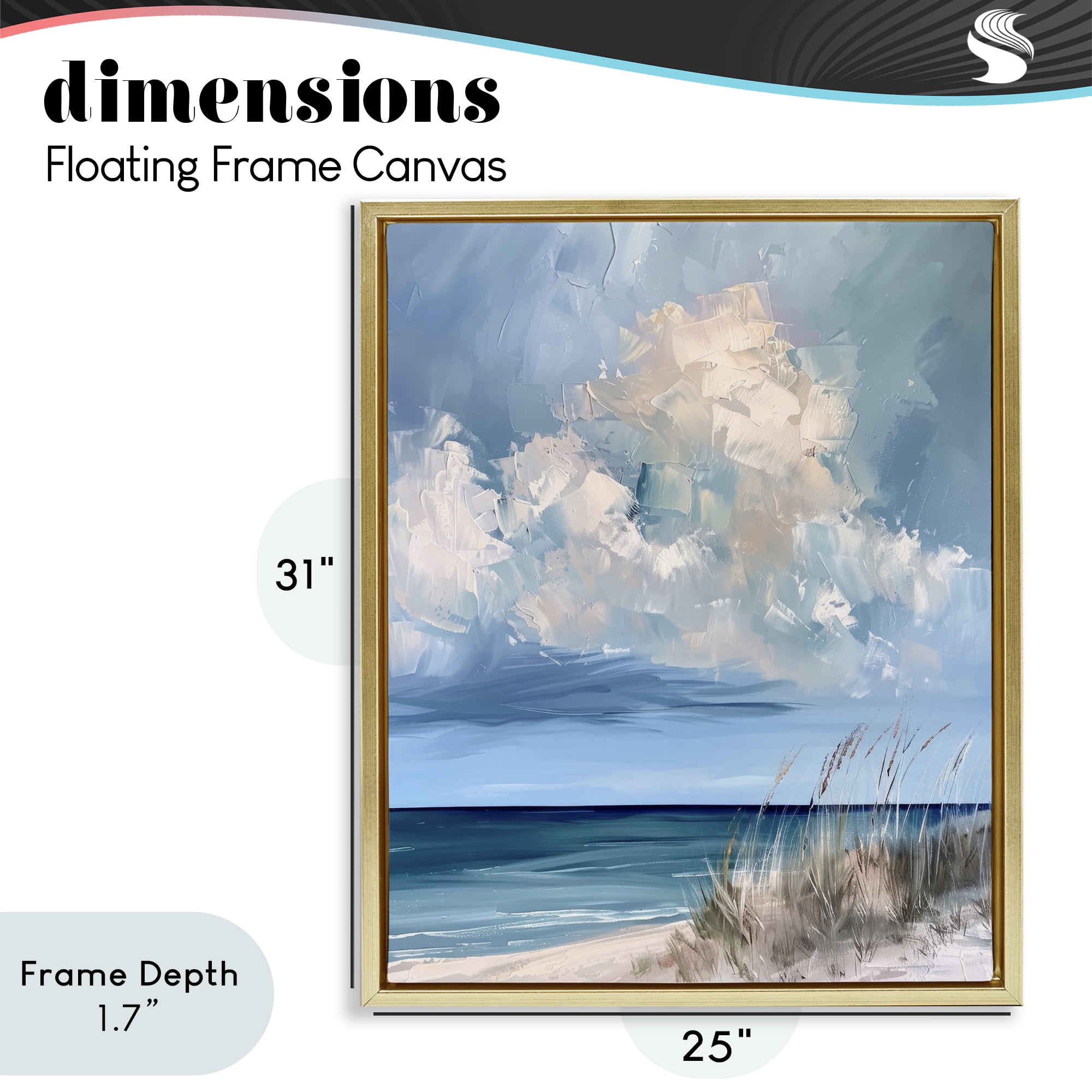 Stupell Industries A Storm Is Coming on Beach Gold Framed Floater Canvas Wall Art, design by Petal Prints Design