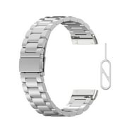 Crday Universal Replacement Stainless Steel Metal Strap Watch Band for -Fitbit Versa 3 / Sense Smartwatch Bracelet Men Women