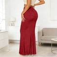 thumbnail image 7 of Arlun Women's Ruched Fishtail Maxi Skirt Elastic High Waisted Long Bodycon Skirts with Pleated Solid Color Stretch Tight Party Wear Red XL, 7 of 7