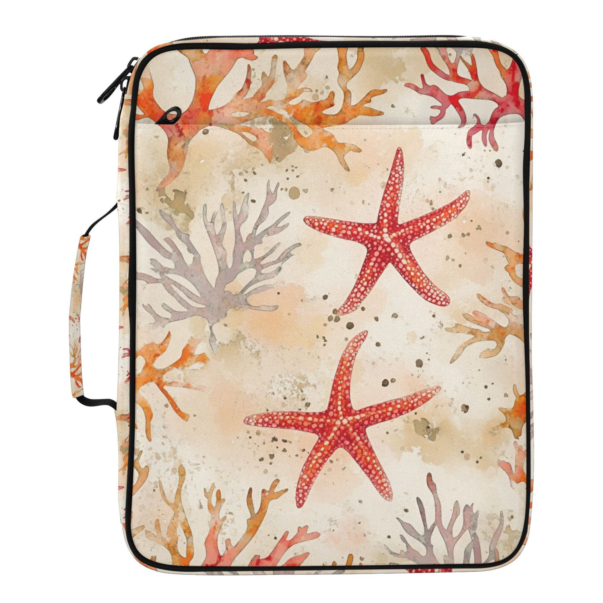 FORMRS Accordion File Folder A4 Size 7-Pocket Expanding Document Organizer Bag with 3 Ring Binder, Orange Starfish