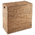 thumbnail image 4 of Casafield 2-Section Laundry Hamper with Lid and Removable Liner Bags - Cinnamon Brown, Woven Water Hyacinth Laundry Basket for Clothes, 4 of 7