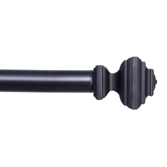 Kenney Byron 30-84" Value Decorative Steel Adjustable Curtain Rod, 1" Dia., Black