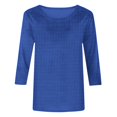 thumbnail image 4 of nerohusy Women Waffle 3/4 Sleeve Shirts Casual Solid Color Crew Neck Pullover Top Basic Dressy Loose Daily T-Shirts 2025 Spring Tunic Blouse Tops Blue,S, 4 of 5