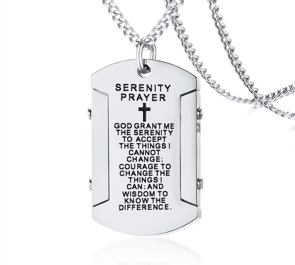 Vnox Men's Serenity Prayer Necklace, Stainless Steel Dog Tag Necklace Religious Gifts for Men