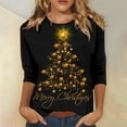 thumbnail image 2 of BLVB Christmas Shirts for Women 3/4 Length Sleeve Tunic Tops Trendy Cute Graphic Tees Loose Blouses Gifts for Ladies, 2 of 4