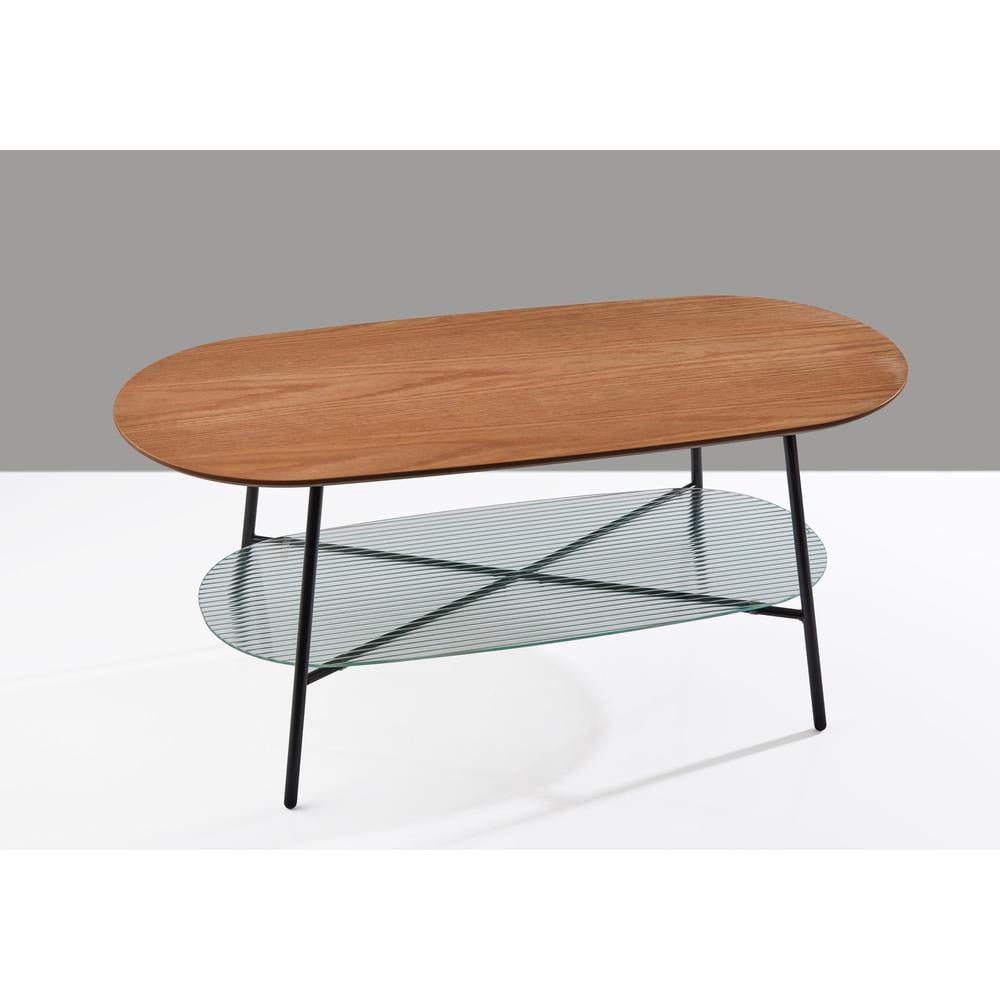 Adesso, Diane Coffee Table, Natural Wood & Black, MDF