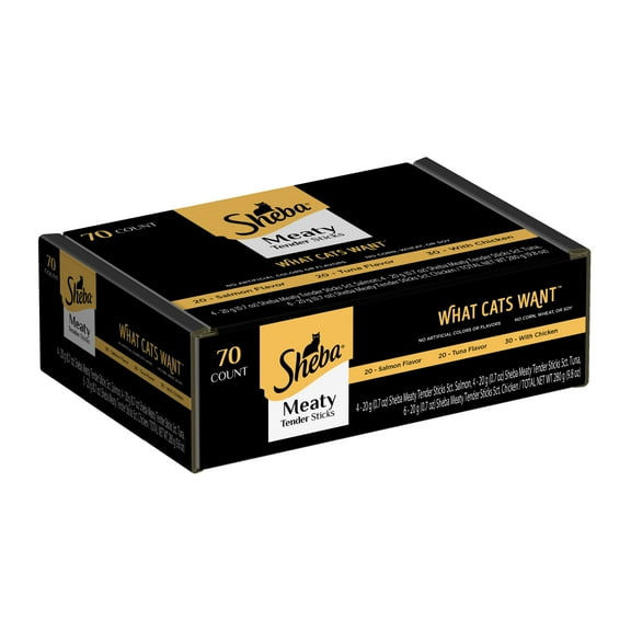 Sheba Meaty Tender Sticks with Chicken, Tuna Flavor, or Salmon Flavor Cat Treats, 0.14 oz, 40 Count