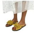 thumbnail image 3 of JeashCHAT Sandals for Women, Slide Sandals Women's Casual Fashion Suede Bowknot Flip Toe Slippers Flat Beach Shoes (Yellow), 3 of 8