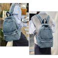 thumbnail image 2 of Sunyuer Vintage Washed Denim Backpack for Women Men, Distressed Casual Denim Backpack, Large Capacity Lightweight School Backpack, Durable Travel Daypack Classic Jeans Rucksack for Daily Outdoor, 2 of 7