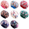 thumbnail image 4 of Satin Bonnet Sleep Bonnet Cap, Extra Large, Double Layer, Adjustable Satin Cap for Sleeping Hair Bonnet ( Navy Blue ), 4 of 4