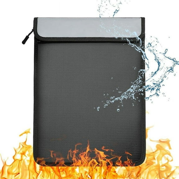 Fireproof Document Bag, Waterproof Storage Bag with 2 Pockets,Fireproof Money for Cash,for File/Valuables