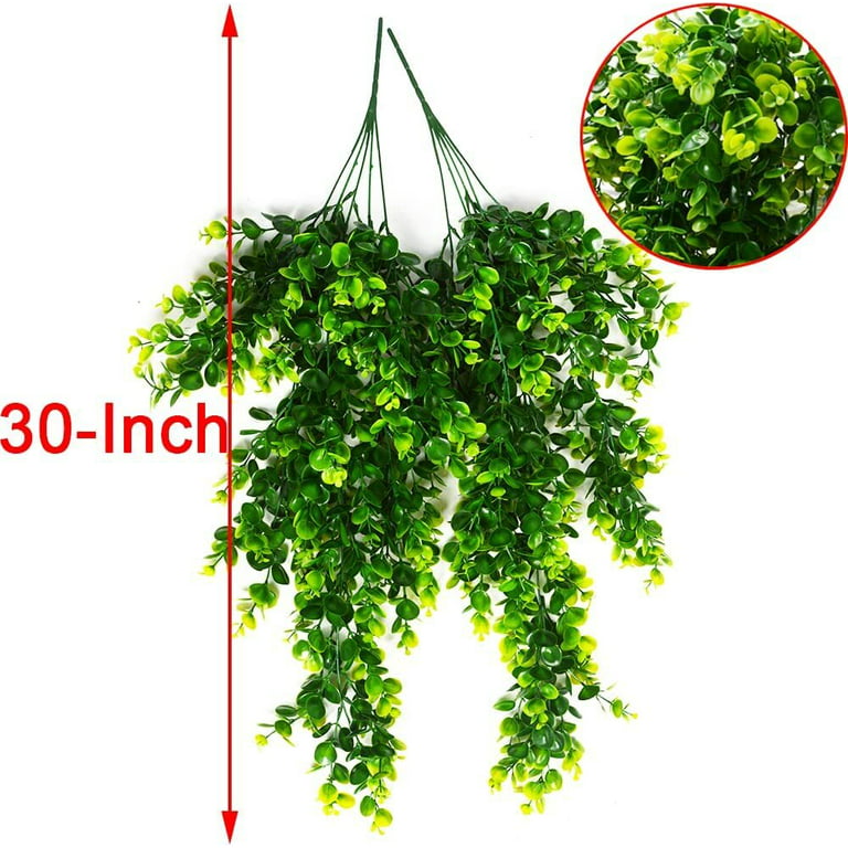 4PCS Artificial Hanging Plants 33in Black Fake Hanging Plant Faux Ivy Leaf  Greenery Vine UV Resistant Plastic Wall Black Plant for Indoor Outdoor