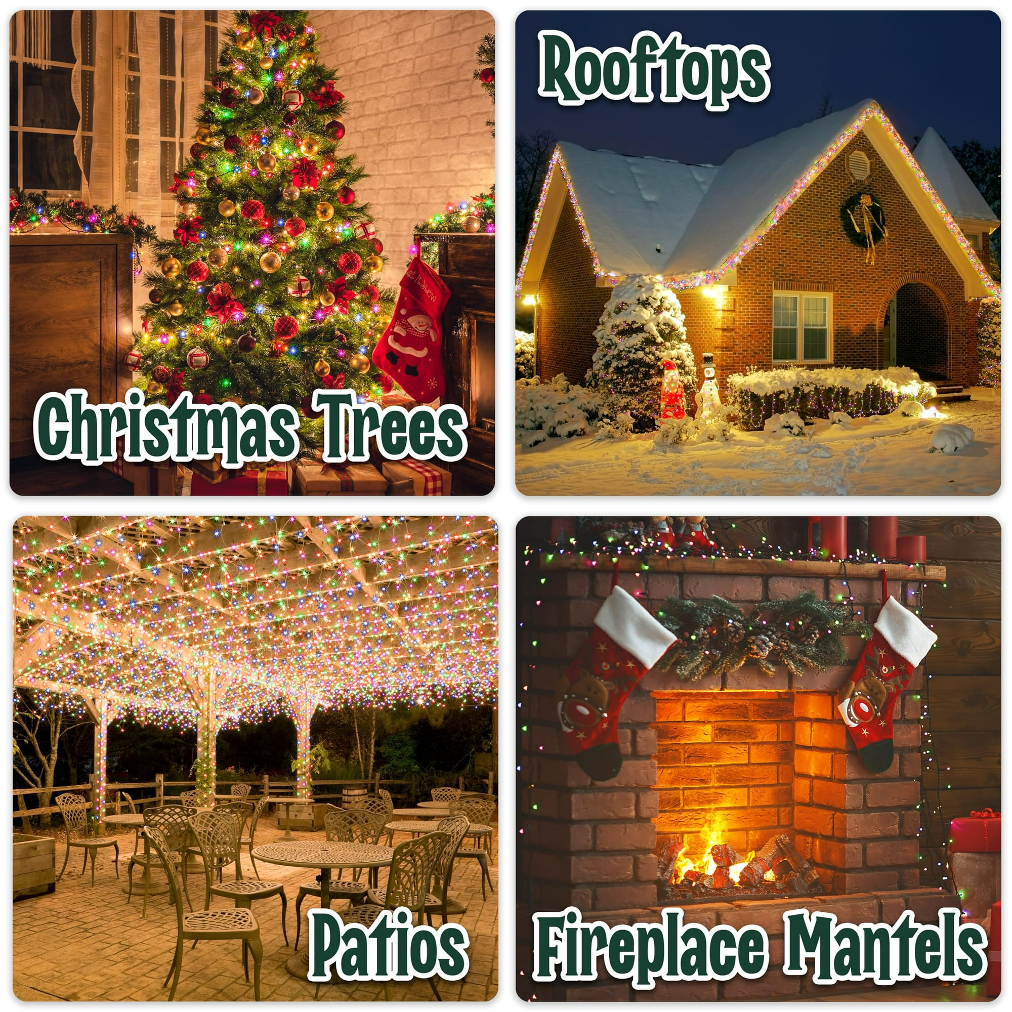 Stargo Warm Multi Color Christmas Tree Lights - 20 ft String of 105 Incandescent Mini Bulbs Multifunctional Lighting Modes, for Decorative, Bedroom, Outdoor, Xmas Twinkle Lights with Green Wire Total