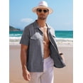 thumbnail image 3 of COOFANDY Men's Linen Short Sleeve Untucked Casual Stylish Dress Shirt Mexican Chambray Business Slim Fit Shirts, 3 of 9