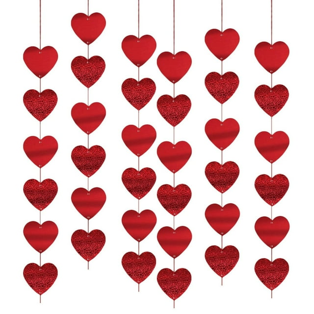 Valentine's Day Decoration Hanging Rope Wall Decoration Valentine's Day Hanging String Decoration Party Heart Shaped Garland Ribbon Decoration
