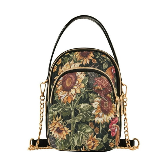 ALAZA Chain Crossbody Bags for Women Chicken and Sunflowers Shoulder Handbag Phone Purse
