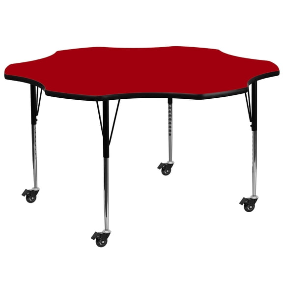 Bowery Hill 31" Flower-Shaped Mobile Activity Table in Red