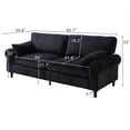 thumbnail image 2 of DEALTOPS 81" Corduroy Loveseat, Modern 2-Seater Sofa with Rolled Arms, Iron & Wood Frame, Charcoal Black, 2 of 7