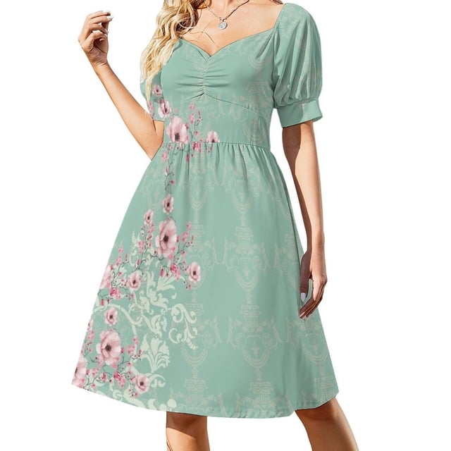Vestido Vintage flora de manga corta vestidos de mujer para ocasis especiales vestido suelto para mujer vestido de noche para mujer