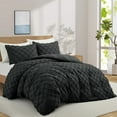 thumbnail image 2 of Peace Nest Clipped Jacquard Geometric Duvet Cover & Pillowcase Set, Light Blue/Cross, King Size, 2 of 6