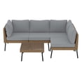 thumbnail image 6 of Dateyes 5‑Piece Rattan Outdoor Sectional Sofa Set, Light Gray Cushions Patio Conversation Furniture Set, 6 of 9