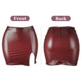 thumbnail image 3 of Women Leather Pencil Skirts Bodycon Mini Split Skirt Sexy Party Slim Skirt High Waist Short Hot Skirts Red US S, 3 of 5