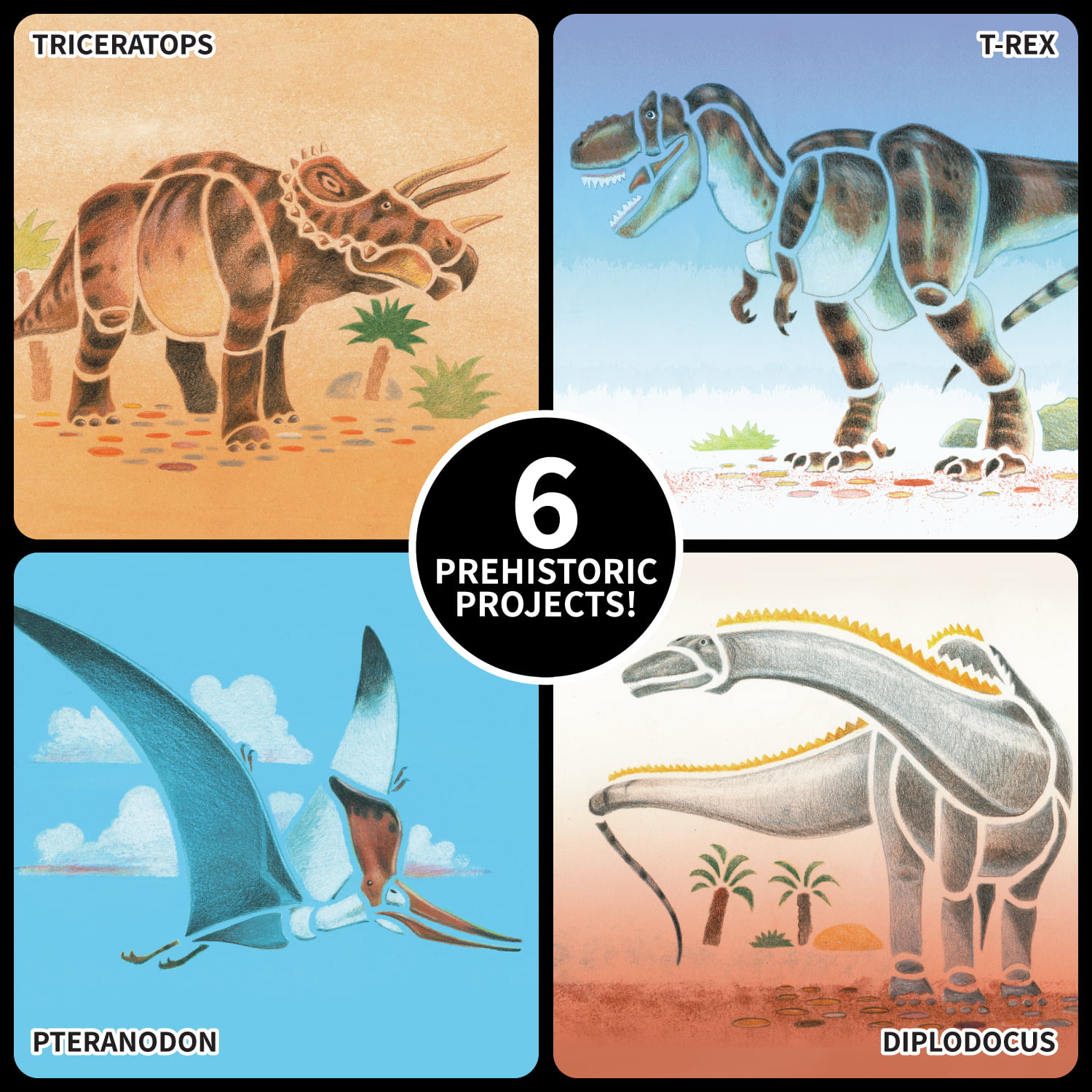 Travel Art Kit for Kids Dinosaur Travel Drawing Wallet Art 
