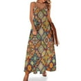 thumbnail image 1 of Vestido bohemio floral estilo bohemio hippie, vestido playero largo con escote en V, vestidos casuales largos con tirantes, ropa de calle de talla grande, 1 of 7