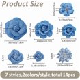 thumbnail image 2 of 14 estilos de flores de tela vaquera azul marino, flores de tela vaquera, camelias, telas de lona, ​​flores, adornos de costura de mezclilla, 2 of 6