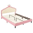 thumbnail image 6 of New Full Size Lovely Crown Fantasy PU Leather Princess Bed with Tufted Headboard, Pink+Cream, 6 of 11