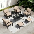 thumbnail image 5 of ALAULM 6-Seat Aluminum Patio Furniture Set, Outdoor Patio Conversation Set with Rectangular Metal Coffee Tables and 5.1" Cushions for Patio Backyard Poolside，Sand, 5 of 8
