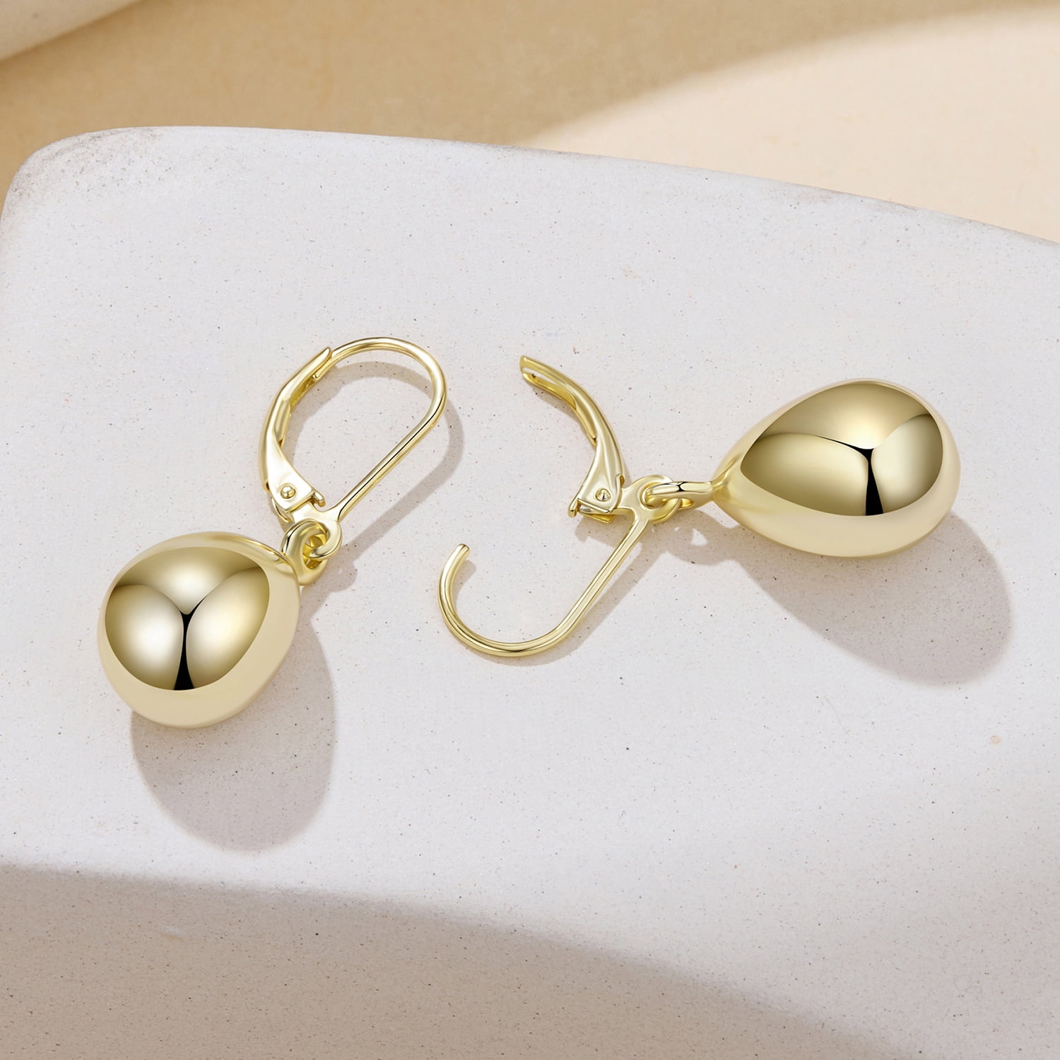 Water Drop Lever Back Earring, Minimalist Studs for Professional & Evening Wear