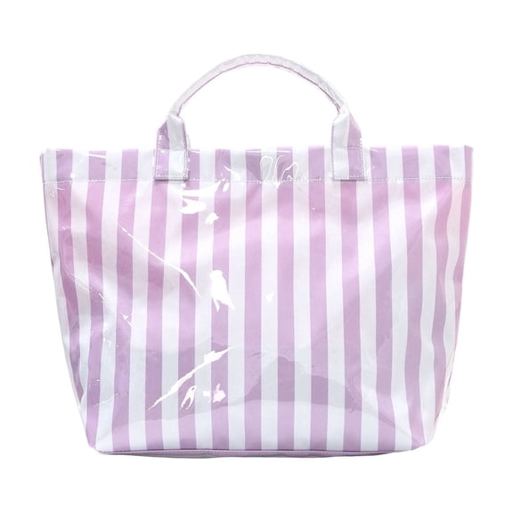 Waterproof Striped Tote Bag, Glossy PVC Large Capacity Handbag, Multicolor Casual Shoulder Bag for Beach Shopping Travel Daily Outdoor Commute Use