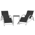 thumbnail image 1 of Ensemble de 3 Chaises Longues de Patio Durables et Résistantes aux Intempéries – Chaises Longues d'Extérieur Inclinables Réglables avec Table d'Appoint en Aluminium, Idéal pour le Bord de la Piscine, le Jardin, la Plage – Design Moderne, Noir, 1 of 8