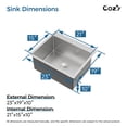 thumbnail image 2 of Stainless Steel Single Bowl Kitchen Sink 23x19 inch, 1-Piece Overmount Brushed with US Drain & Hook, SS-BR02D-231908, 2 of 11