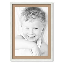 ArtToFrames 24x34 Matted Picture Frame with 20x30 Single Mat Photo Opening Framed in 1.25 Satin White Frame and 2 Desert Sand Mat (FWM-3966-24x34)